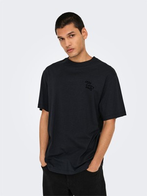 Only & Sons Onsblake Rlx Ss Tee Art Erkek Siyah T-Shirt - 4750422