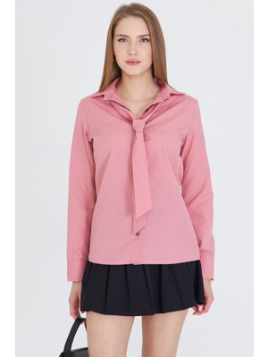 Armonika Kadın Gül Kurusu Kravat Detaylı Gömlek ARM-25Y001030