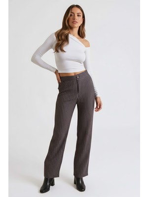 Armonika Kadın Gri Bol Paça Kumaş Pantolon ARM-26K001053