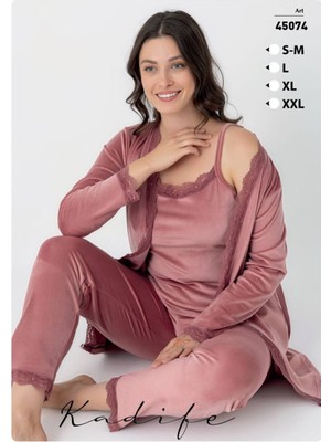 Kadife Üçlü Pijama (Fransız Kadife)