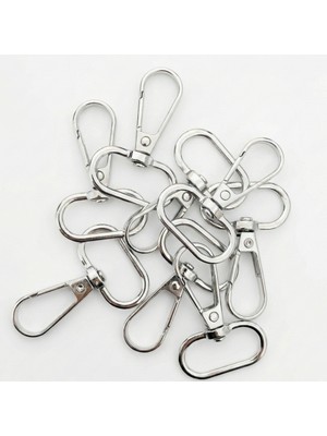 Orhan Çanta 2.5 cm Yaylı Kanca Nikel (Gümüş) - Metal Çanta ve Cüzdan Askı Klipsi - 50 Adet