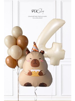 Pekshop Kapibara Doğum Günü Balon Seti Yaş Balonlu Balon Zinciri Seti