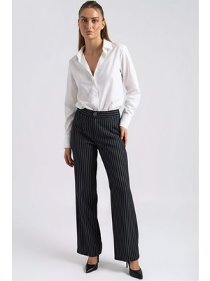 Armonika Kadın Lacivert Bol Paça Kumaş Pantolon ARM-26K001053