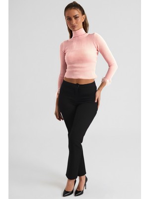 Armonika Kadın Siyah Önü Cepli Pantolon ARM-26K136053