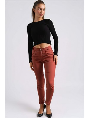 Armonika Kadın Taba Beli Lastikli Paçası Katlamalı Pantolon ARM-26K136042