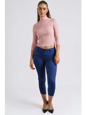 Armonika Kadın Mavi Cepli Kumaş Pantolon ARM-26K136080