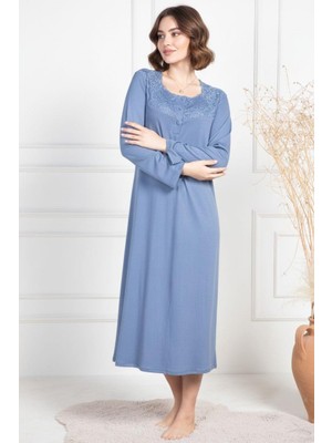 Mecit Pijama Mecit 6106 Indigo Büyük Beden Kadın Gecelik