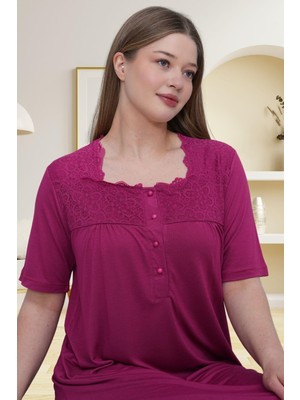 Mecit Pijama Mecit 6049 Fuşya Büyük Beden Kadın Gecelik