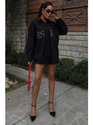 Lijuri Metal Kuşgözü Detaylı Poplin Gömlek 3453 R7-E-K3