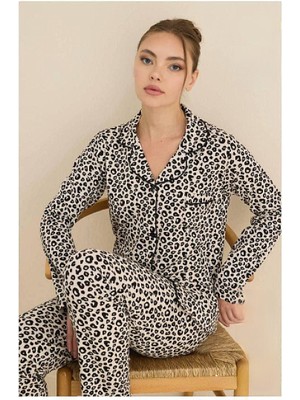Leopar Desenli Luxury Soft Kadın Pijamatakımı