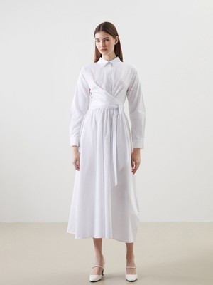 Lc Waikiki Yeni Sezon Gömlek Yaka Poplin Elbise