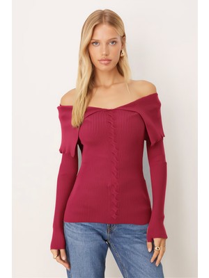 Armonika Kadın Pembe Madonna Yaka Triko Kazak ARM-26K136068