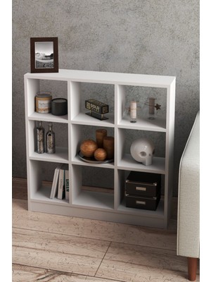 Kitaplık Çok Amaçlı Mutfak Raf Dolap  9 Bölmeli Beyaz