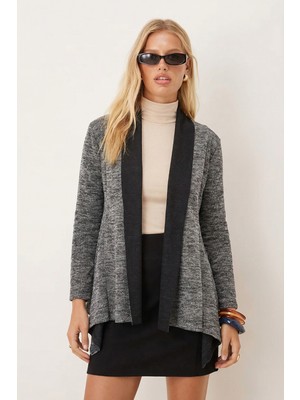 Armonika Kadın Gri Desenli Triko Salaş Hırka ARM-26K001006