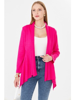 Armonika Kadın Fuşya Desenli Triko Salaş Hırka ARM-26K001006