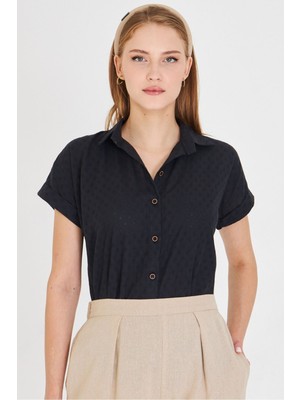 Armonika Kadın Antrasit Kısa Kol Gömlek ARM-25Y001060