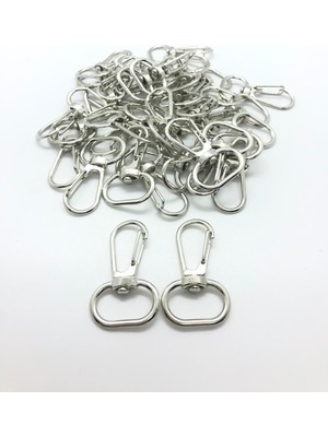 Orhan Çanta 50 Adet 1,5 cm Telli Kanca Gümüş Anahtarlık Halkası