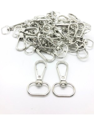 Orhan Çanta 500 Adet 2 Cm Yay Kanca Gümüş Anahtarlık Halkası - Metal Yaylı Klips