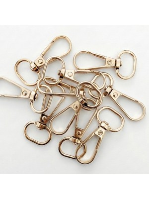 Orhan Çanta 1.5 cm Yaylı Kanca Light (Gold) - Metal Çanta ve Cüzdan Askı Klipsi - 15 Adet