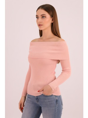 Armonika Kadın Pudra Madonna Yaka Triko Kazak ARM-26K136062