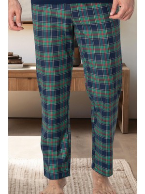 Mecit Pijama Mecit 3004 Lacivert Ekoseli Erkek Tek Alt Pijama