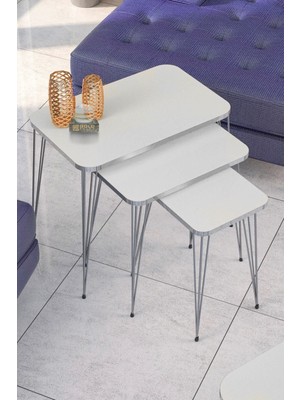 Zigon Sehpa Kr Gümüş Beyaz Tel