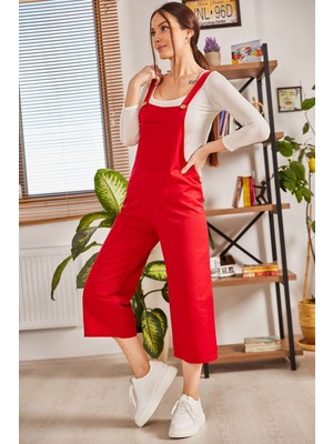 Armonika Kadın Açık Kırmızı Bahçıvan Tulum ARM-20K001117