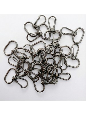 Orhan Çanta 2 cm Telli Kanca Siyah Nikel (Antrasit) - Metal Çanta ve Cüzdan Askı Klipsi - 5 Adet