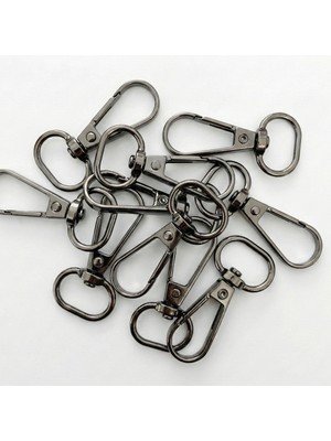 Orhan Çanta 1.5 cm Yaylı Kanca Siyah Nikel (Antrasit) - Metal Çanta ve Cüzdan Askı Klipsi - 100 Adet