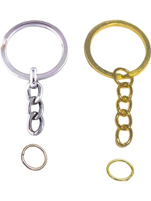 Orhan Çanta 60 Adet Ezme Anahtarlık Halkası C Aparatlı 30 Adet Gümüş 30 Adet Altın Amugurumi Anahtarlık Halkası