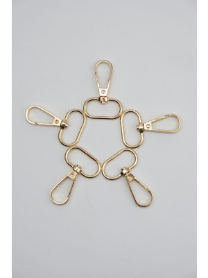 Orhan Çanta 5 Adet Metal Anahtarlık Çanta Cüzdan Klipsi & Papağanı Büyük Boy Altın Renk