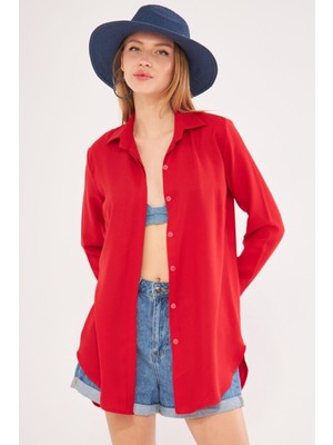 Armonika Kadın Kırmızı Tunik Gömlek ARM-19Y001003