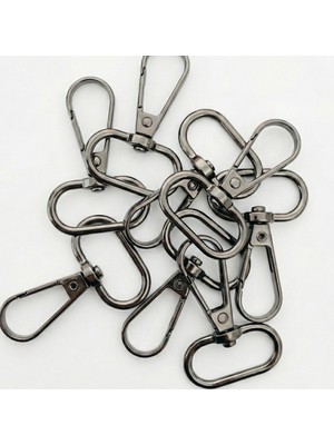 Orhan Çanta 2.5 cm Yaylı Kanca Siyah Nikel (Antrasit) - Metal Çanta ve Cüzdan Askı Klipsi - 1000 Adet