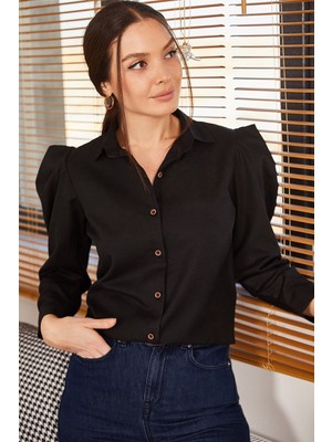 Armonika Kadın Siyah Karpuz Kol Gömlek ARM-20K001114