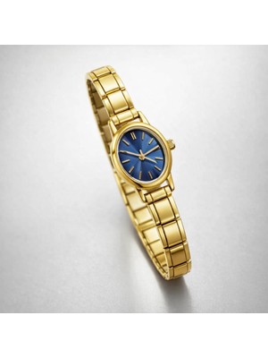 Gold Renkli Çelik Esnek Saat ( Içi Lacivert)