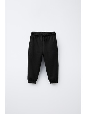 Magu Erkek Çocuk Siyah Jogger Eşofman Altı – Cepli, Ipli Lastikli Bel, Lastikli Paça Rahat Kesim
