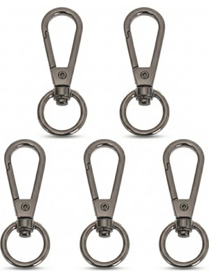 Orhan Çanta 10 Adet 1.3 cm Yaylı Kanca Siyah Nikel (Antrasit) - Metal Çanta ve Cüzdan Askı Klipsi -