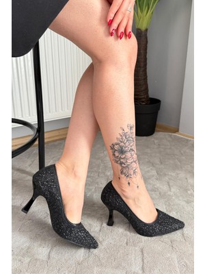 Preshley Kadın Pino Sıyah Taş Işlemli Abiye Ayakkabı & Sitiletto