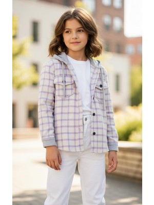 Gala Stil Gala Kolu Lastkli Kapüşonlu Çizgili Unisex Çocuk Gömlek