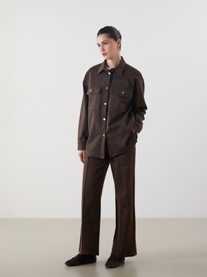 Lc Waikiki Yeni Sezon Beli Lastikli Çizgili Kadın Pantolon