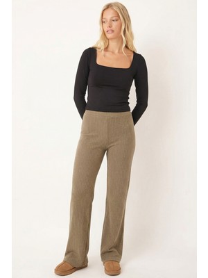 Armonika Kadın Haki Yumuşak Dokulu Likralı Pantolon ARM-26K001090
