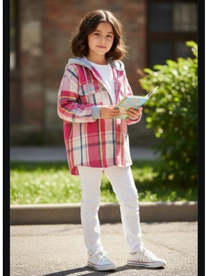 Gala Stil Gala Kapüşonlu Ekoseli Çocuk Unisex Gömlek