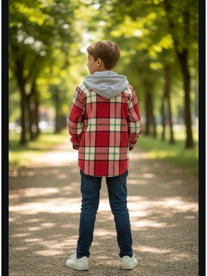 Gala Stil Gala Kapüşonlu Ekoseli Çocuk Unisex Gömlek