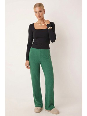 Armonika Kadın Yeşil Yumuşak Dokulu Likralı Pantolon ARM-26K001090