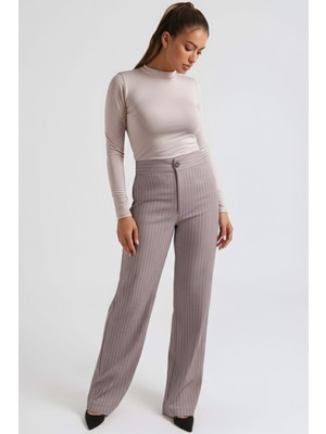 Armonika Kadın Bej Bol Paça Kumaş Pantolon ARM-26K001053