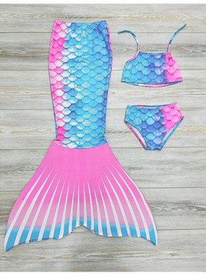 Rapapa Kız Çocuk Deniz Kızı Mayo Kostüm Mavi 0405-0