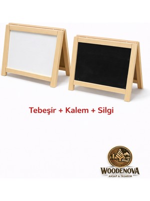 Woodenova Doğal Ahşap Mini Yazı Tahtası – Siyah -Tebeşirli – Tek Adet