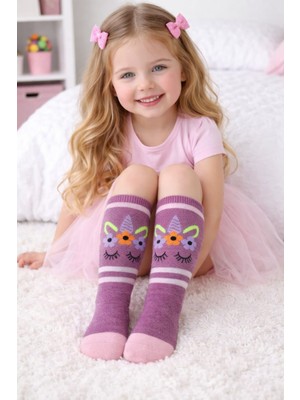 Gigi Giyim Çiçek Desenli Kız Çocuk Havlu Çorap