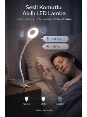 Sb Shopping USB Girişli Sesli Komut Özellikli Akıllı LED Lamba Esnek Bükülebilir Masa ve Gece Lambası