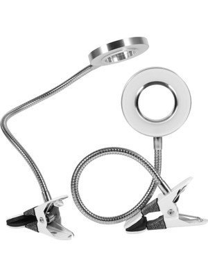 Judge 8x Büyütmeli Mandallı USB Girişli Masa Lambalı Okuma ve Güzellik Salon Için Büyüteç 2088A